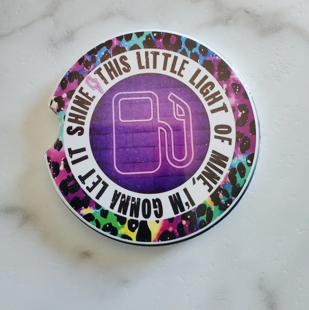 Set Of 2 Ceramic Car Coasters Funny Gas Light